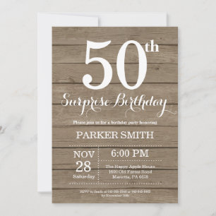 Invitation surprise rustique pour 50e anniversaire
