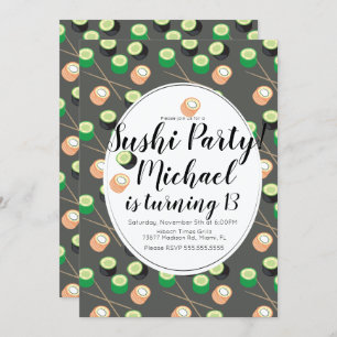 Invitation Sush Rolls Grey Anniversaire Hibachi Restaurant