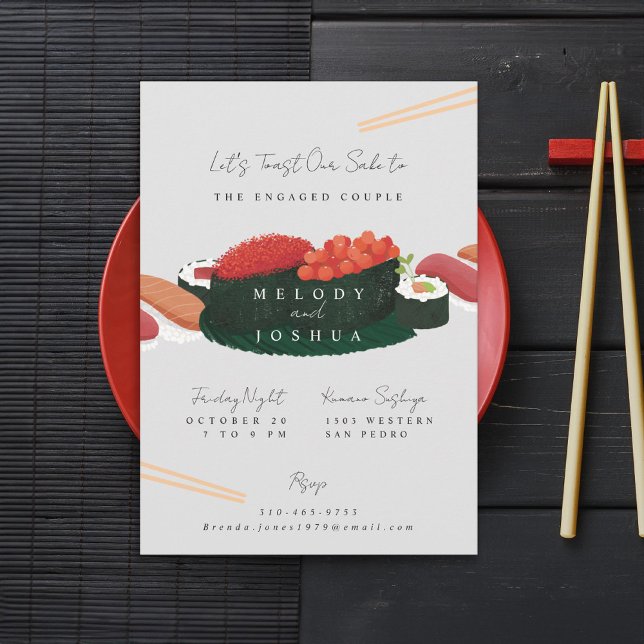 Invitation Sushi Pré Mariage Gray (Créateur téléchargé)