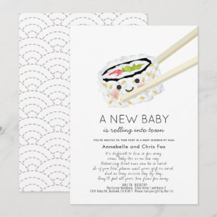 Invitation Sushi Roll Kawaii Baby shower par courrier