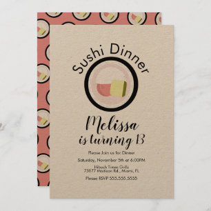 Invitation Sushi Roll Saumon Ado Anniversaire Restaurant Kraf