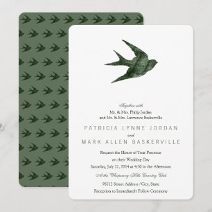 Invitation Swallow (Style Letterpress) Répéter Élégant