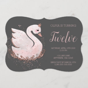 Invitation Swan 1er anniversaire Parties scintillant en or
