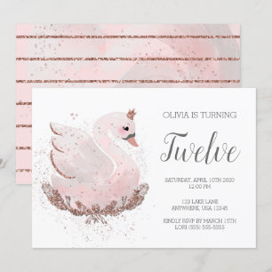 Invitation Swan 1er anniversaire   Parties scintillant or bla