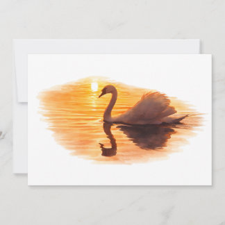 Invitation Swan Gliding at Sunset