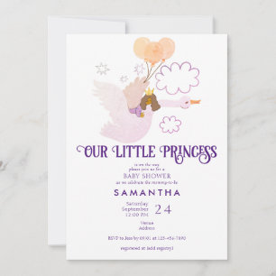 Invitation Swan Little Princess Fairytale Girl Baby shower