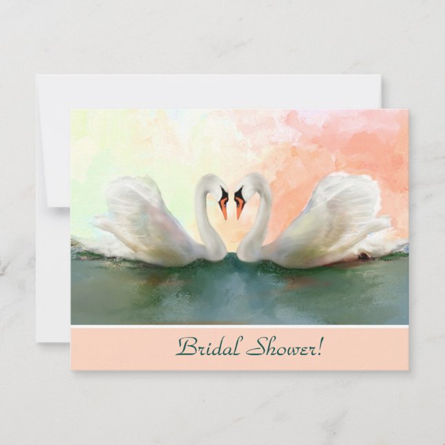 Invitation Swans au coucher du soleil Custom Bridal Douche In (Devant)
