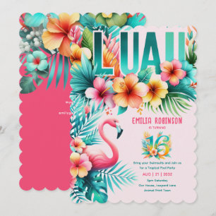 Invitation Sweet16 Fête tropicale Luau Pool Party Anniversair