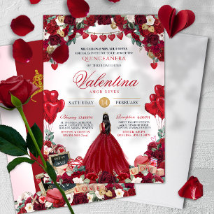 Invitation Sweet 15 Valentine's Day Rouge Anniversaire Quince
