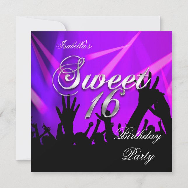 Invitation Sweet 16 16e anniversaire Purple Rave Dance Party (Devant)
