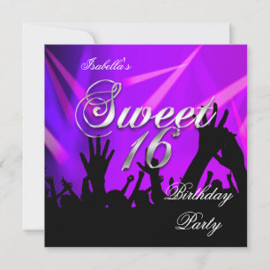 Invitation Sweet 16 16e anniversaire Purple Rave Dance Party