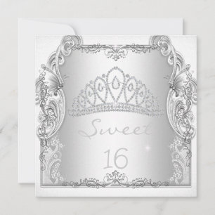 Invitation Sweet 16 16e SWEET SIXTEEN Blanc Tiara Anniversair