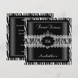 Invitation Sweet 16 16th Zebra Lace Sweet sixteen 2