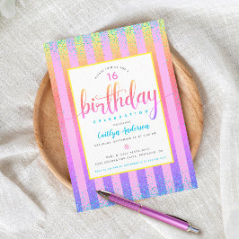 Invitation Sweet 16 anniversaire arc-en-ciel ombre script par
