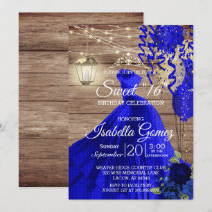 Invitation Sweet 16 Anniversaire - Bois et Fleurs Bleues