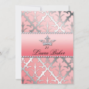 Invitation Sweet 16 Anniversaire Damask Baby shower Couronne