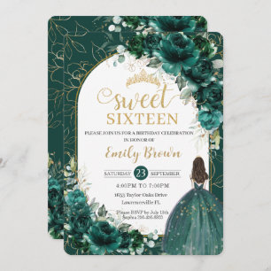 Invitation Sweet 16 Anniversaire Emerald Green Floral Princes
