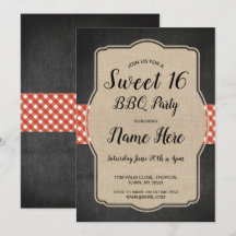 Sweet 16 Anniversaire fête BBQ Rouge En vichy Burl