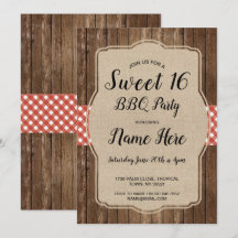 Sweet 16 Anniversaire fête BBQ Rouge En vichy Burl