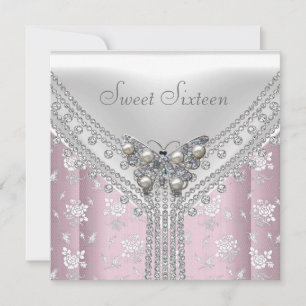 Invitation Sweet 16 Anniversaire fête Blancs Papillon Floral