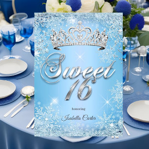 Invitation Sweet 16 Anniversaire Fête Bleu Flocon de neige hi