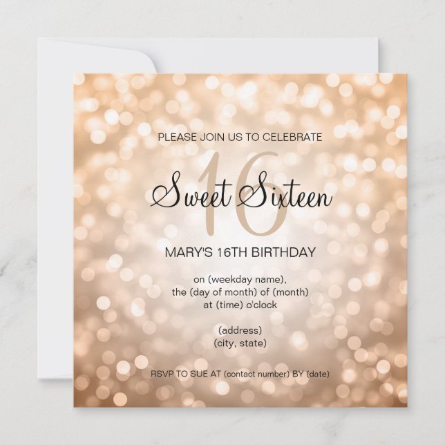 Invitation Sweet 16 Anniversaire Fête Parties scintillant Cui (Devant)
