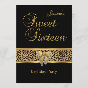 Invitation Sweet 16 Anniversaire Or Black Leopard arc