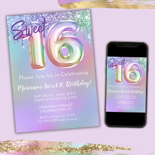 Invitation Sweet 16 Anniversaire Parties scintillant rose vio