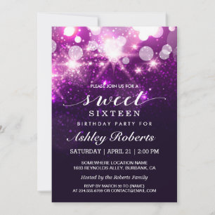 Invitation Sweet 16 Anniversaire Party tendance violet Partie