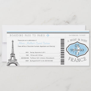 Invitation Sweet 16 Anniversaire Pass à Paris