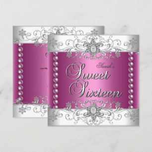 Invitation Sweet 16 Anniversaire Pink Pearl Diamant blanc