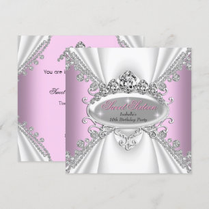Invitation Sweet 16 Anniversaire Princesse Diamants Rose Tiar