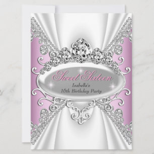 Invitation Sweet 16 Anniversaire Princesse Diamants roses Gra