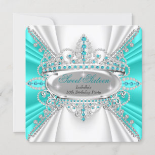 Invitation Sweet 16 Anniversaire Princesse Diamants Turquoise