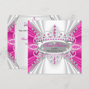 Invitation Sweet 16 Anniversaire Princesse Hot rose Diamants 
