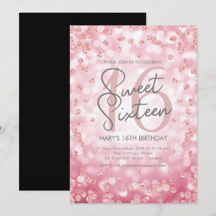 Invitation Sweet 16 Anniversaire Rose Gold Chic Parties scint