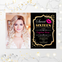 Sweet 16 Anniversaire Rose Kiss Gold Black Photo