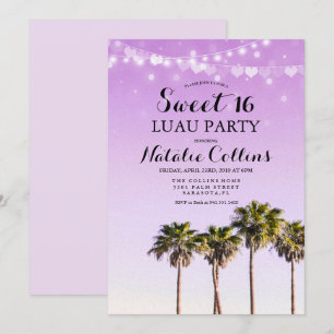 Invitation Sweet 16 Anniversaire Tropical Palm Tree Invitatio