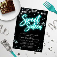 Sweet 16 Anniversaire Turquoise Neon Glow Dark Par