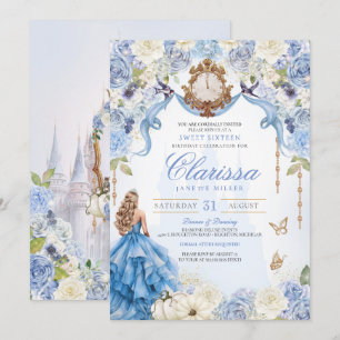 Invitation Sweet 16 Blue Royal Princess (V2) Élégant