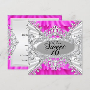 Invitation Sweet 16 Diamant Étincelant Rose Chaud