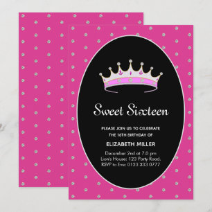 Invitation Sweet 16 Diamond Princess Anniversaire