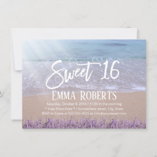 Invitation Sweet 16 Elégante Lavender Plage Florale Anniversa