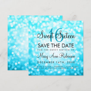 Invitation Sweet 16 Enregistrer La Date Turquoise Parties sci