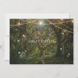 Invitation Sweet 16 Fleurs de Forêt Enchantées Papillons Invi