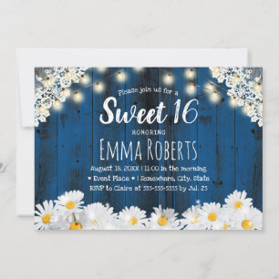 Invitation Sweet 16 Fleurs de marguerite rustique Lights Mari