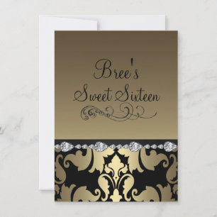 Invitation Sweet 16 Gold Damask & Diamant