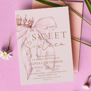 Invitation Sweet 16 Gold et Blush Pink Bow Anniversaire