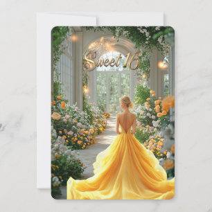 Invitation Sweet 16 Gown Jaune Belle Plage Fleurs