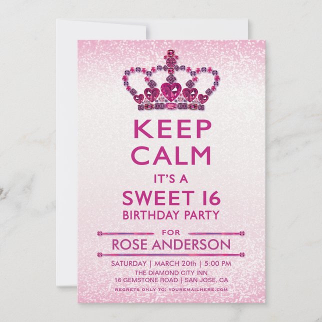 Invitation Sweet 16 Invitations| Gemmes, Bijoux, Diamants (Devant)